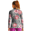 Stand-up Collar T-shirt - Pink Hibiscus Flower With Hawaiian Tribal Women's Stand-up Collar T-shirt A7