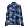 Stand-up Collar T-shirt - Stars and Clouds Dark Blue Women's Stand-up Collar T-shirt A7