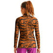 Stand-up Collar T-shirt - Tiger Stripes Pattern Women's Stand-up Collar T-shirt A7