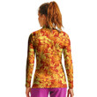 Stand-up Collar T-shirt - Orange Tropical Flowers Women's Stand-up Collar T-shirt A7