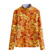 Stand-up Collar T-shirt - Orange Tropical Flowers Women's Stand-up Collar T-shirt A7 | Africazone