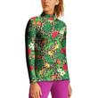 Stand-up Collar T-shirt - Tropical Flowers And Leaves On Leopard Women's Stand-up Collar T-shirt A7