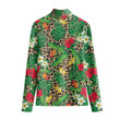 Stand-up Collar T-shirt - Tropical Flowers And Leaves On Leopard Women's Stand-up Collar T-shirt A7