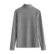 Stand-up Collar T-shirt - Houndstooth Pattern Fashion Style Never Out Of Date Women's Stand-up Collar T-shirt A7