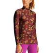 Stand-up Collar T-shirt - Hawaiian Tribal Elements And Hibiscus Flowers Women's Stand-up Collar T-shirt A7