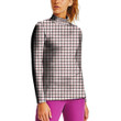 Stand-up Collar T-shirt - Trendy Fashion Rose Pink Houndstooth Women's Stand-up Collar T-shirt A7
