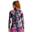 Stand-up Collar T-shirt - Pink Flamingos Tropical Flowers Women's Stand-up Collar T-shirt A7