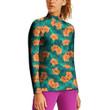 Stand-up Collar T-shirt - Tropical Flowers And Palm Leaves On Women's Stand-up Collar T-shirt A7