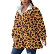 Women's Borg Fleece Stand-Up Collar Coat With Zipper Closure - New Leopard Skin Best Gift For Women - Gifts She'll Love A7