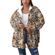 Women's Borg Fleece Stand-Up Collar Coat With Zipper Closure - Tropical Leaves and Animal Skin Best Gift For Women - Gifts She'll Love A7 | Africazone