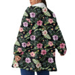 Women's Borg Fleece Stand-Up Collar Coat With Zipper Closure - Vivid Hibiscus And Plumeria Best Gift For Women - Gifts She'll Love A7
