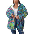 Women's Borg Fleece Stand-Up Collar Coat With Zipper Closure - Tropical Jungle Abstract Color Best Gift For Women - Gifts She'll Love A7 | Africazone