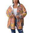 Women's Borg Fleece Stand-Up Collar Coat With Zipper Closure - Tropical Leaves Yellow Flowers Hibiscus Lily Best Gift For Women - Gifts She'll Love A7 | Africazone