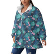 Women's Borg Fleece Stand-Up Collar Coat With Zipper Closure - Tropical Summer Pattern Best Gift For Women - Gifts She'll Love A7