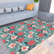 Floor Mat - Beautiful Red And White Exotic Tropical Flowers Foldable Rectangular Thickened Floor Mat A7