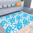 Floor Mat - Natural Blue and White Hibiscus Foldable Rectangular Thickened Floor Mat A7