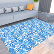 Floor Mat - Tropical Blue Abstract Repeat Pattern Foldable Rectangular Thickened Floor Mat A7