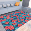 Floor Mat - Tropical Flowers With Palm Leaves Foldable Rectangular Thickened Floor Mat A7