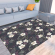 Floor Mat - Tropical Vintage Dark White Hibiscus Flower Foldable Rectangular Thickened Floor Mat A7