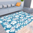 Floor Mat - White Tropical Hibiscus Flowers Seamless Foldable Rectangular Thickened Floor Mat A7