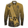 Gettee Clothing - Alpha Phi Alpha Letters Pattern Long Sleeve Button Shirt A35 | Gettee