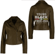 Africa Zone Clothing - Young Black Free ish 1865 Juneteenth Women's Leather Jacket A35