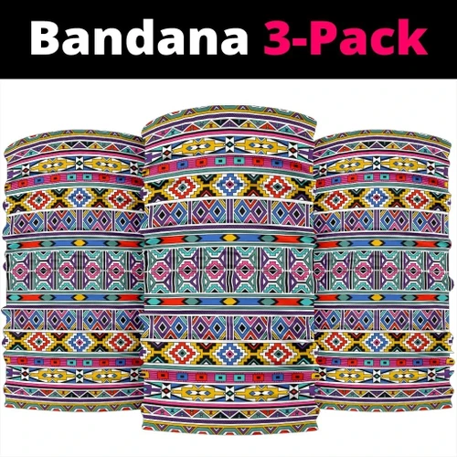 Africa Zone Bandana Multi-Functional - Navajo Ndebele 3-Pack Bandana J5