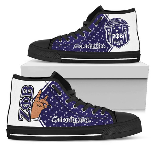 Africa Zone Shoes - Zeta Phi Beta Hand Sign High Top Shoes A31