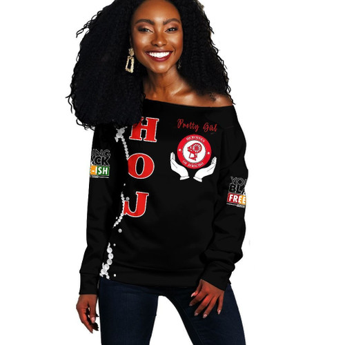 Africa Zone Sweatshirt - Juneteenth Heroines Of Jericho Pretty Girl Off Shoulder Sweater J8
