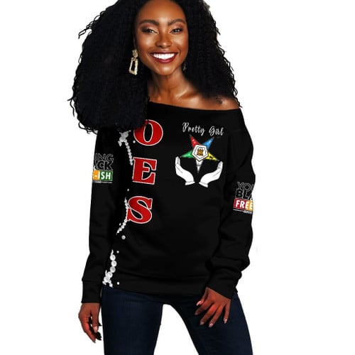 Africa Zone Sweatshirt - Juneteenth Order Of The Eastern Star Pretty Girl Off Shoulder Sweater J8
