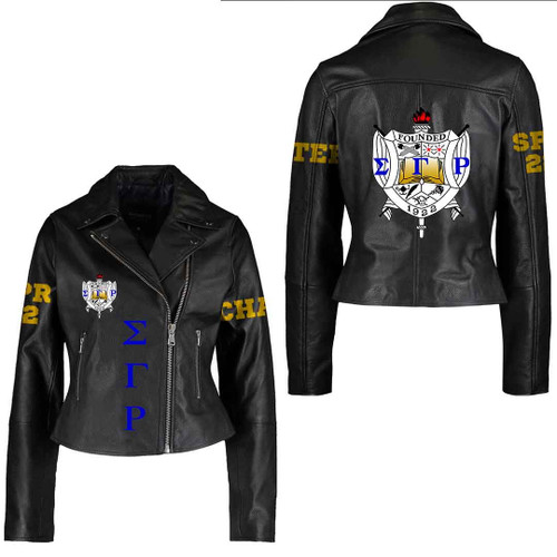 (Custom) Africazone Clothing - Sigma Gamma Rho Leather Jacket A35