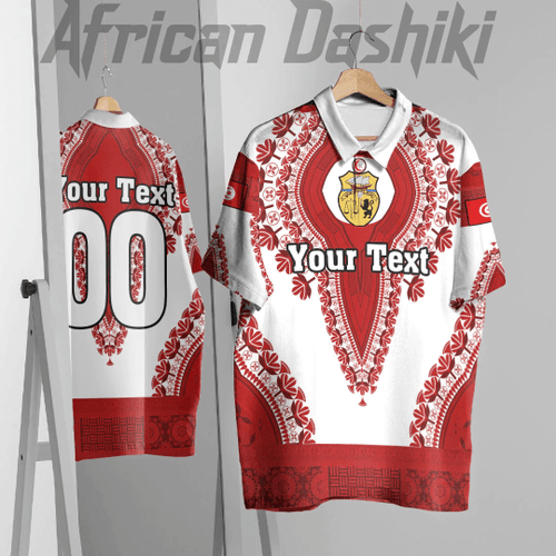 Africazone Africa Clothing - Tunisia - White-Version Polo Shirt Vintage African Dashiki A7