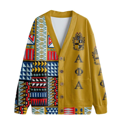 Africa Zone Clothing - Alpha Phi Alpha Kente Style V-neck Cardigan A35