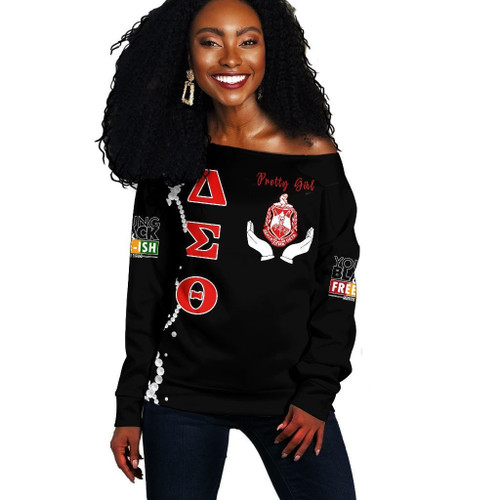 Africa Zone Sweater - Juneteenth Delta Sigma Theta Pretty Girl Off Shoulder Sweater J8