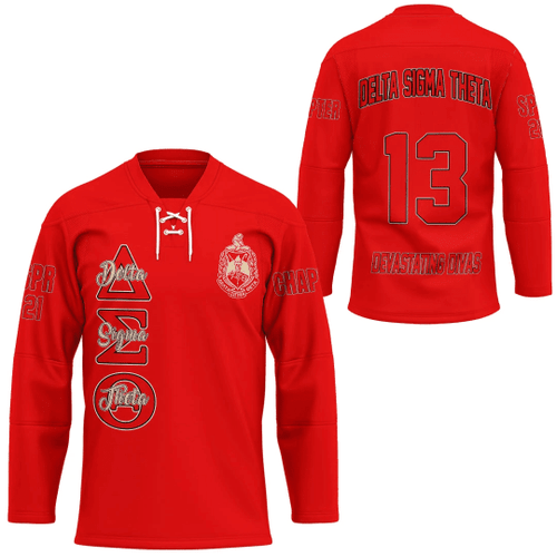 (Custom) Africa Zone Jersey - Delta Sigma Theta (Red) Hockey Jersey A31