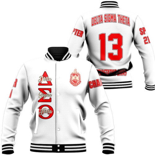 (Custom) Africa Zone Jacket - Delta Sigma Theta ( White ) Baseball Jackets A31
