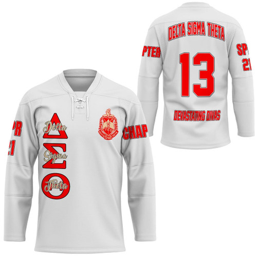 (Custom) Africa Zone Jersey - Delta Sigma Theta ( White ) Hockey Jersey A31