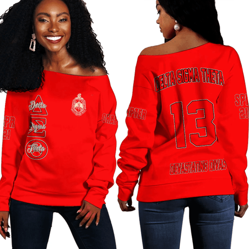 (Custom) Africa Zone Sweatshirt - Delta Sigma Theta (Red) Off Shoulder Sweaters A31