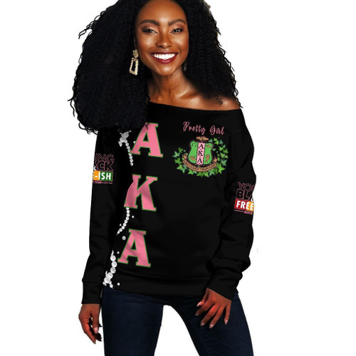 Africazone Sweater - Juneteenth AKA Sorority Pertty Girl Off Shoulder Sweater J8