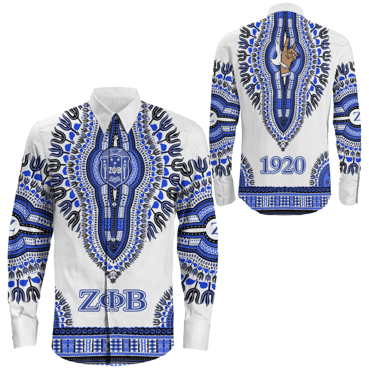 Zeta Phi Beta Dashiki Long Sleeve Button Shirt | Getteestore.com