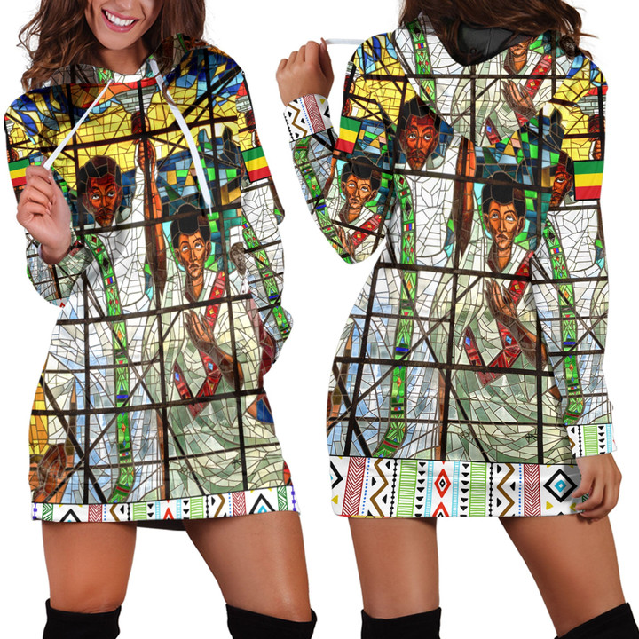 Africazone Clothing - Ethiopian Orthodox Flag Hoodie Dress A7 | Africazone
