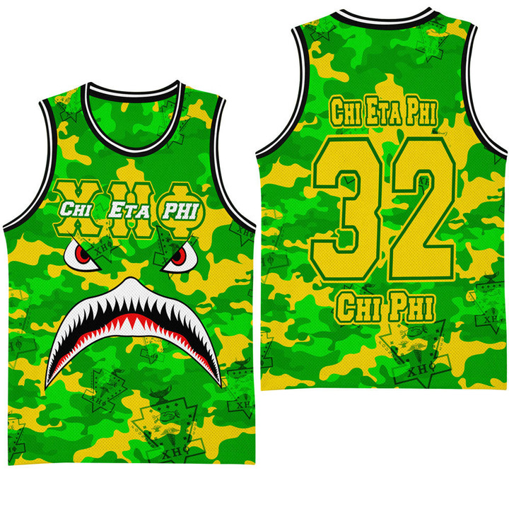 Africazone Clothing - Chi Eta Phi Full Camo Shark Basketball Jersey A7 | Africazone