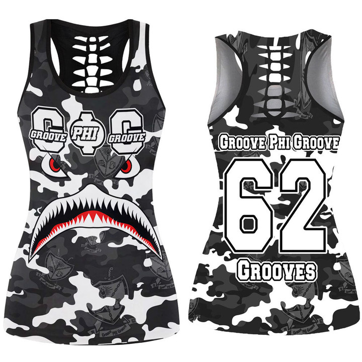 Africazone Clothing - Groove Phi Groove Full Camo Shark Hollow Tank Top A7 | Africazone