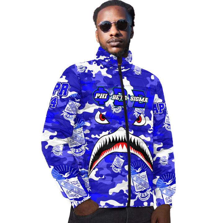 Africazone Clothing - Phi Beta Sigma Full Camo Shark Padded Jacket A7 | Africazone