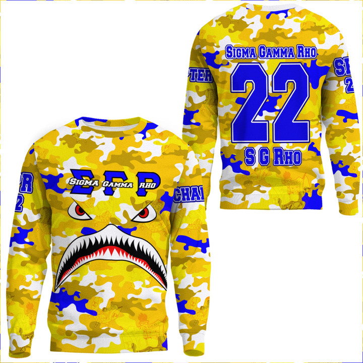 Africazone Clothing - Sigma Gamma Rho Full Camo Shark Sweatshirts A7 | Africazone