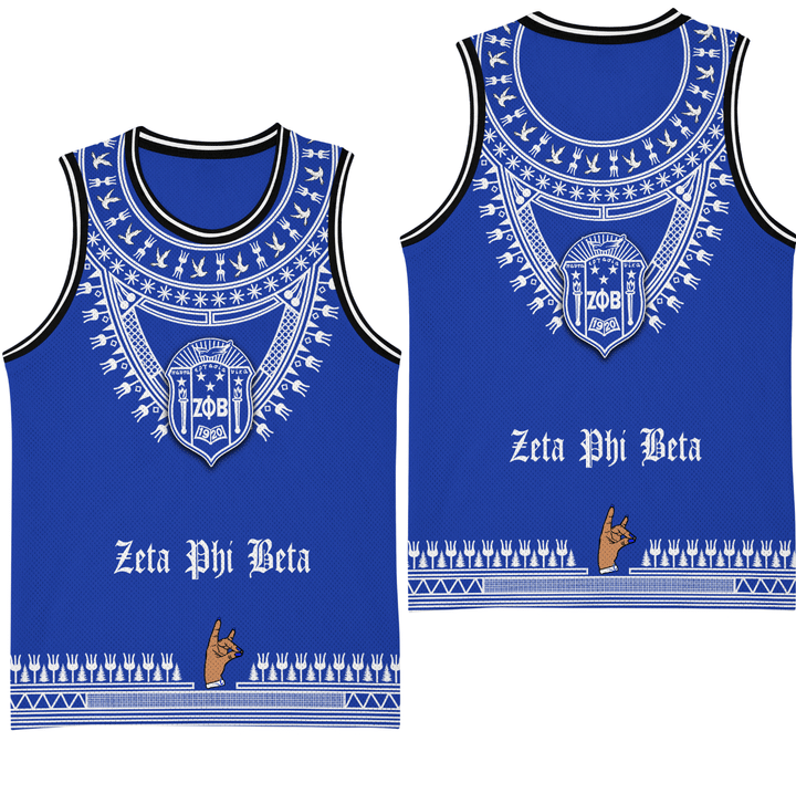 Africa Zone Clothing - Zeta Phi Beta Sorority Dashiki Basketball Jersey A31