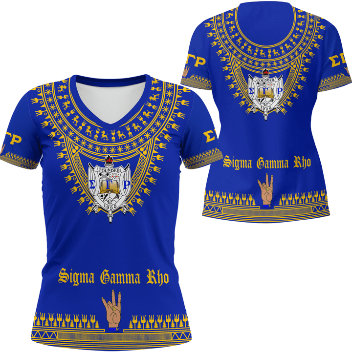 Africa Zone Clothing - Sigma Gamma Rho Sorority Dashiki V-neck T-shirt A31