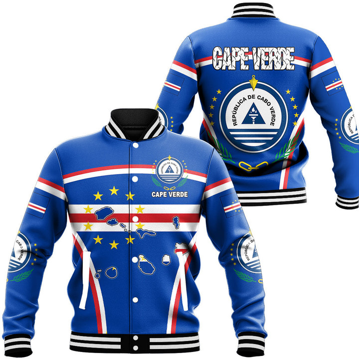 Africa Zone Clothing - Cape Verde Active Flag Baseball Jacket A35