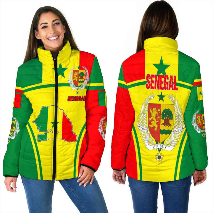 Africa Zone Clothing - Senegal Active Flag Women Padded Jacket a35