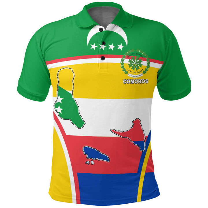 Africa Zone Clothing - Comoros Active Flag Polo Shirt A35